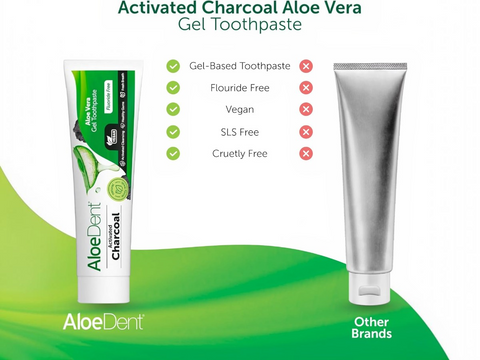 Aloe Dent Activated Charcoal Aloe Vera Toothpaste Fluoride Free - 100ml