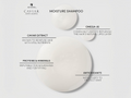 Moisture shampoo with ingredients listed on a white background