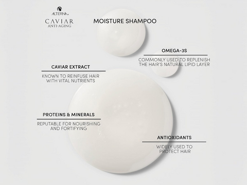 Moisture shampoo with ingredients listed on a white background