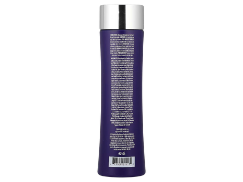 Purple bottle with silver cap on a white background