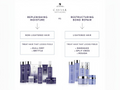 Alterna Caviar hair care product lineup with text on hair types and treatments.