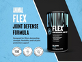 Black supplement can labeled 'Animal Flex' on a blue and black background