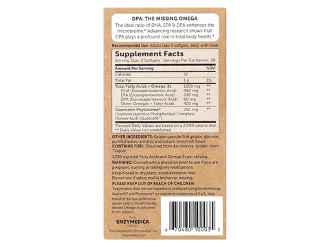 Aqua Biome by Enzymedica Fish Oil Sports Performance Complete Omega 3 60 capsules front view box barcode
