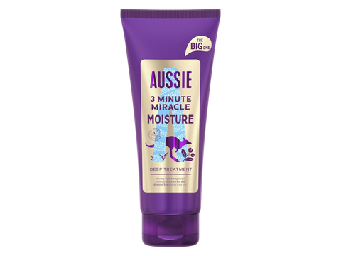 Aussie 3 Minute Miracle Moisture hair treatment tube on a white background