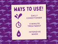 Instructions for using a product on a purple background with kangaroo patterns