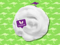 White cream with a vegan label on a green background with kangaroo patterns