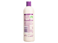 Bottle of shampoo with a purple label on a white background