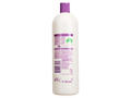 White bottle with purple cap on a white background