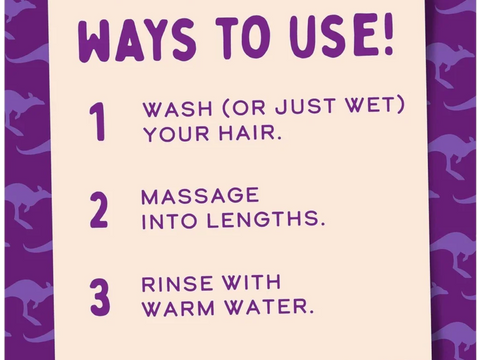 Instructions for using a product with a purple border and dinosaur pattern.