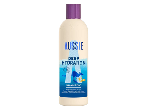 Aussie Deep Hydration shampoo bottle on a white background