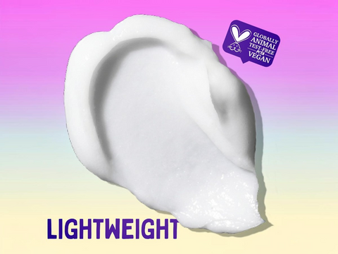 White cream-like product with a 'Vegan' label on a gradient background