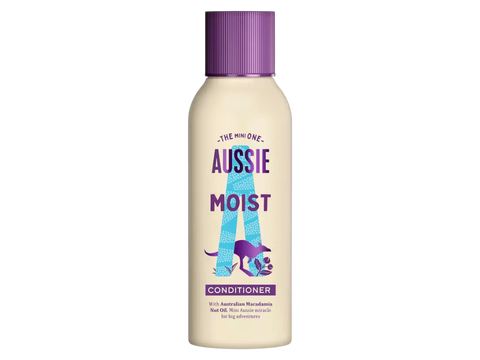 Aussie Moist conditioner bottle on a white background