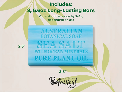 Australian Botanical Soap bar with product details on a light background