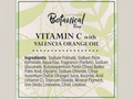 Label for Australian Botanical Soap with Vitamin C and Valencia Orange Oil, featuring a green border and leaf design.