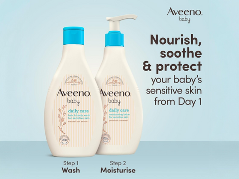 Aveeno Baby Daily Care 2-in-1 Hair & Body Wash with Oat - Tear-Free - 400ml variants.