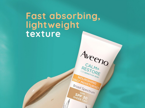 Aveeno Calm+Restore Daily Face Moisturiser with SPF 30 tube, 50ml.