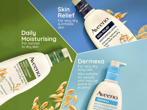 Aveeno Daily Moisturising Body Cream with Oat & Greek Yogurt - 300ml variants.