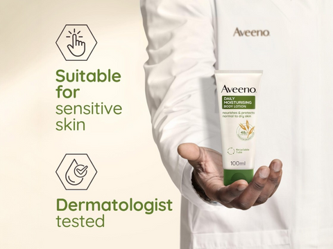Aveeno Daily Moisturising Body Lotion 100ml travel bottle.