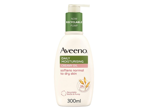 Aveeno Daily Moisturising Creamy Oil pump bottle, 300ml, for sensitive skin.