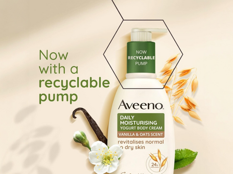 Aveeno Daily Moisturising Yogurt Body Cream, Vanilla & Oat Scent - 300ml recyclable pump
