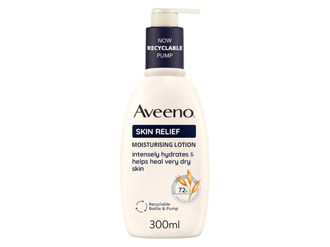 Aveeno Skin Relief Moisturising Lotion 300ml pump bottle with Triple Oat & Shea Butter.