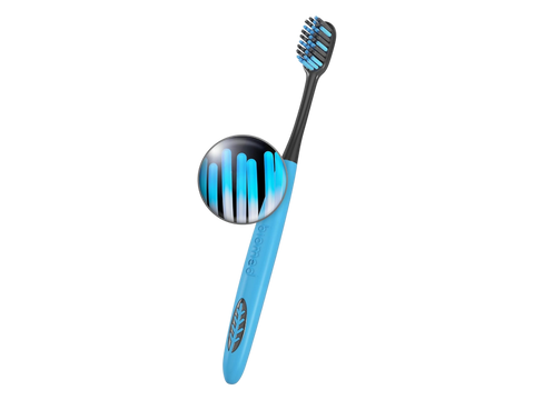 BIOMED Black Charcoal Toothbrush, medium bristles, on a clean background.