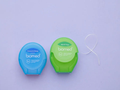 BIOMED Coconut and Mango flavored Dental Floss - Vegan Wax, Expanding Floss variant