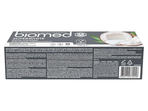  Ingredients list and information for BIOMED 97% Natural Superwhite Toothpaste.