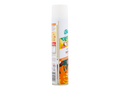 Spray can with colorful label on a white background
