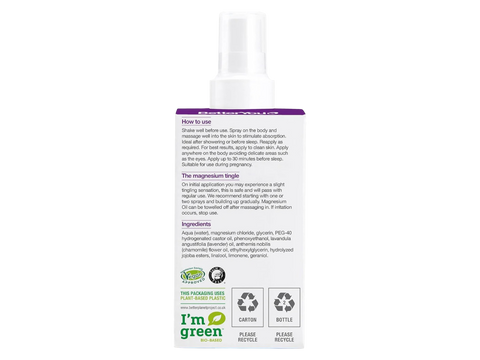 Back:  BetterYou Magnesium Body Spray bottle & box, 100ml.