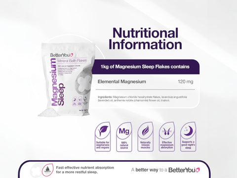 BetterYou Magnesium Sleep Bath Flakes with Lavender - 1kg