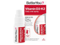 BetterYou Vitamin D3 + K2 Oral Spray bottle & box, peppermint, 12ml.