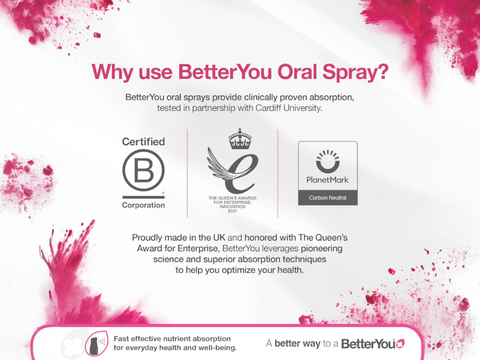 BetterYou Vitamin D + K2 Kids Oral Spray, Bubblegum & Blueberry