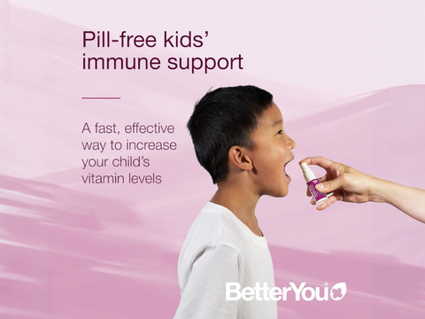 How to Use: Parent helping child use the BetterYou oral spray.
