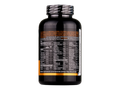 Black supplement bottle with label on a white background