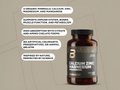 Bottle of Calcium Zinc Magnesium supplement with product details on a beige background