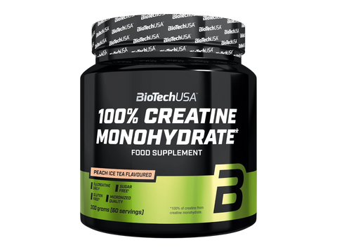 BiotechUSA 100% Creatine Monohydrate supplement bottle on a white background