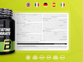 Supplement bottle with label on a green background