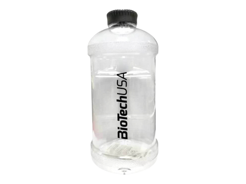 Clear bottle with black cap labeled 'BiotechUSA' on a white background