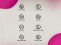 Various health宣称图标 on a pink and white background