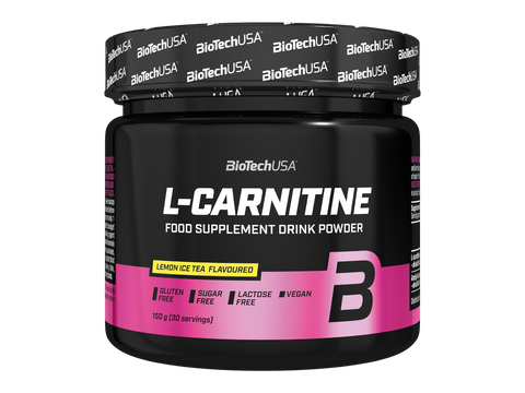 BiotechUSA L-Carnitine supplement powder container on a white background