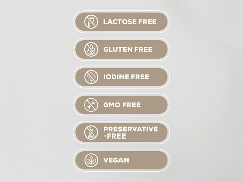 Set of food allergy labels on a light gray background