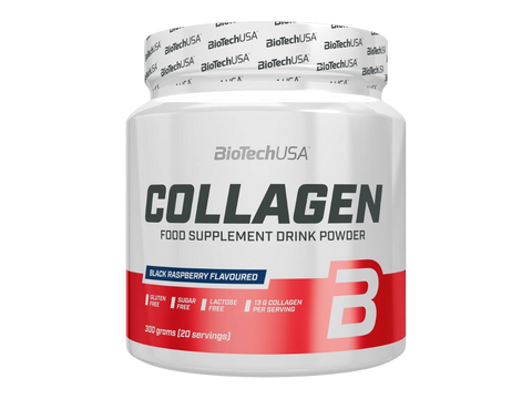 BiotechUSA Collagen supplement powder container on a white background