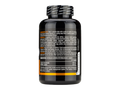 Black supplement bottle with label on a white background