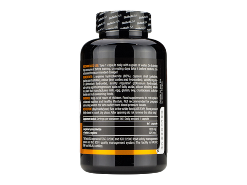 Black supplement bottle with label on a white background