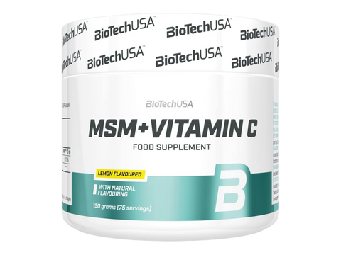 BiotechUSA MSM + Vitamin C food supplement container on a white background