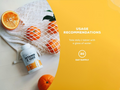 Vitamin C supplement with oranges and usage recommendations on a yellow background