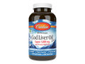 Carlson Labs Cod Liver Oil Gems Super 1,000 mg + Vitamin D3 Softgels front bottle packaging showing product name and branding