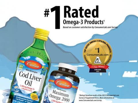 Carlson Labs EcoSmart Omega-3 1,000 mg Lemon Flavour 120 Softgels front bottle packaging showing product name and branding