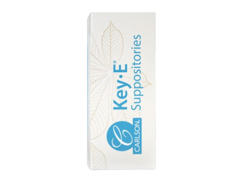 Carlson Labs Key-E Suppositories Vitamin E Soothing Inserts front box packaging showing product name and branding